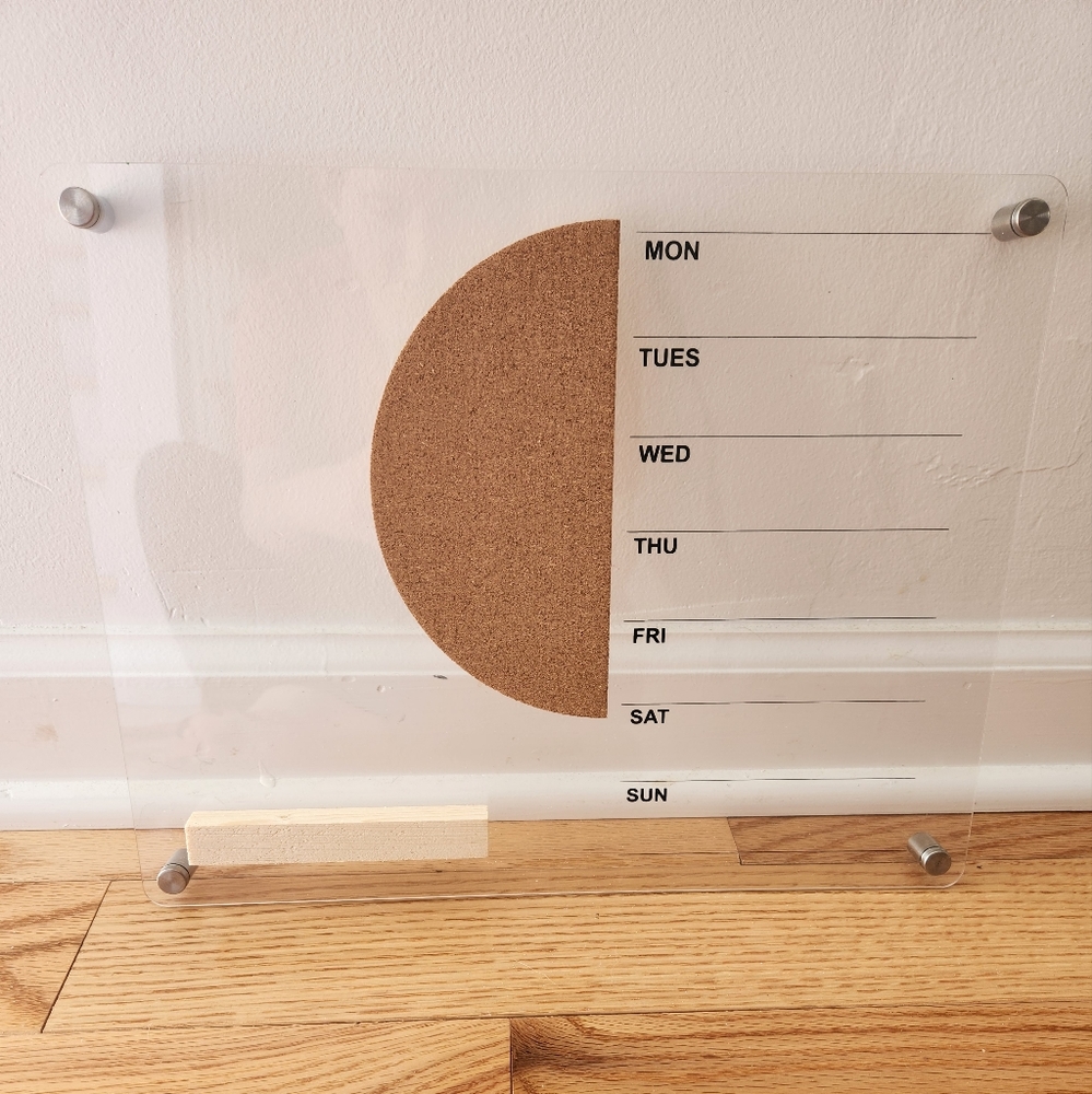 NWOT Clear Weekly Dry Erase Calendar